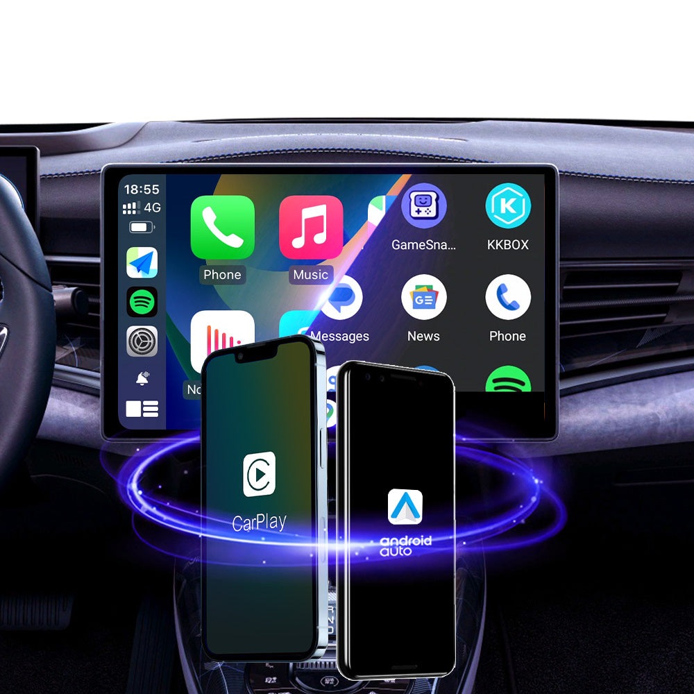 Wireless integration device for CarPlay and Android Auto, offering a clutter-free and convenient driving experience